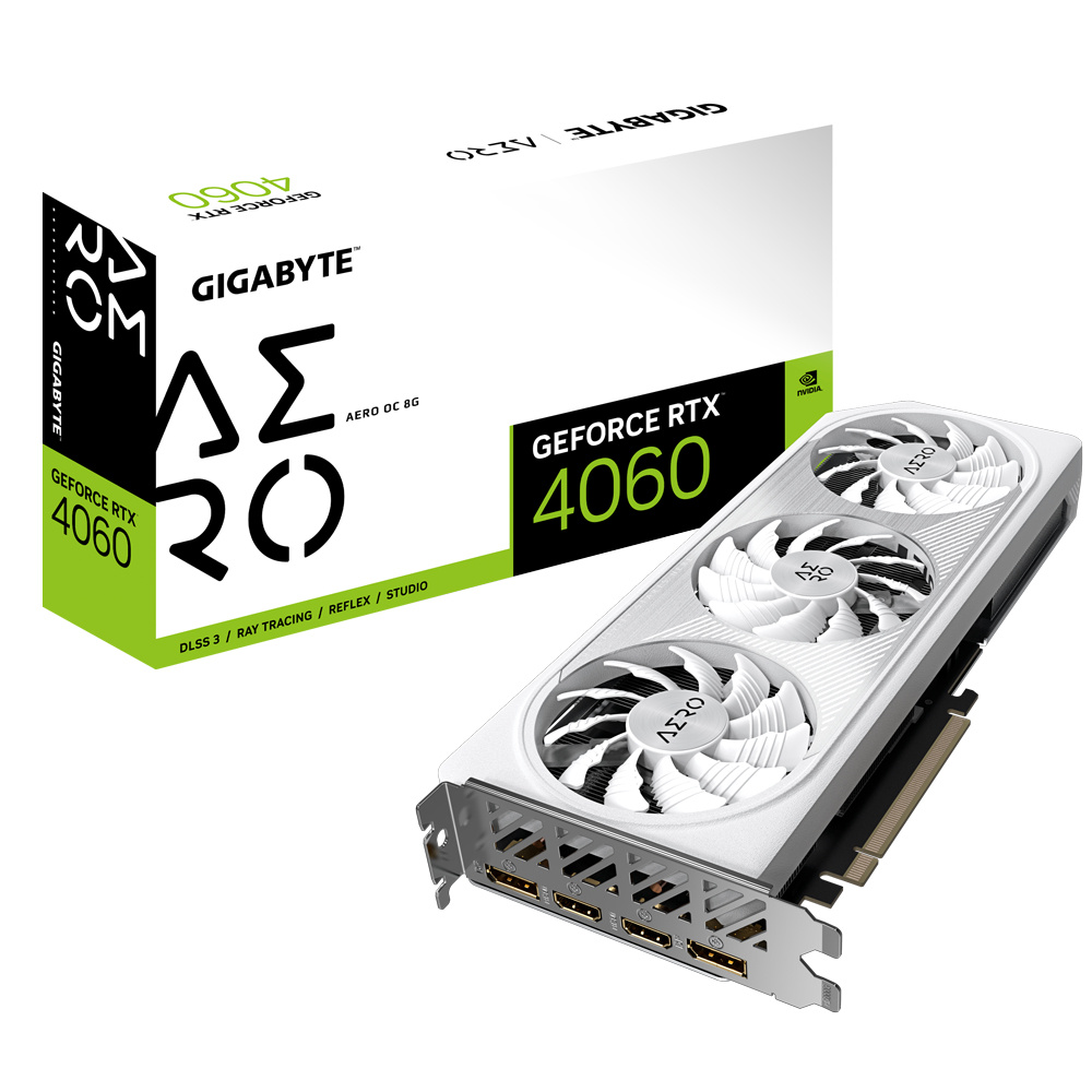 ARCH140625 TVIDEO GIGABYTE RTX4060 AERO OC 8GB 128 BIT GDDR6 GV-N4060AERO OC-8GD 11M DE GARANTIA
