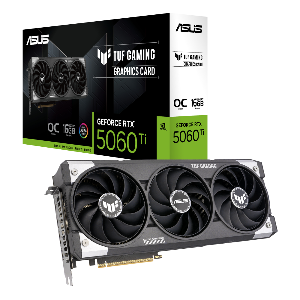 ARCH140625 TVIDEO ASUS TUF GAMING RTX 5060 TI OC 16GB GDDR7 HDMI DP TUF-RTX5060TI-O16G-GAMING 90YV0MG0-M0AA00 1AÑO DE GARANTIA