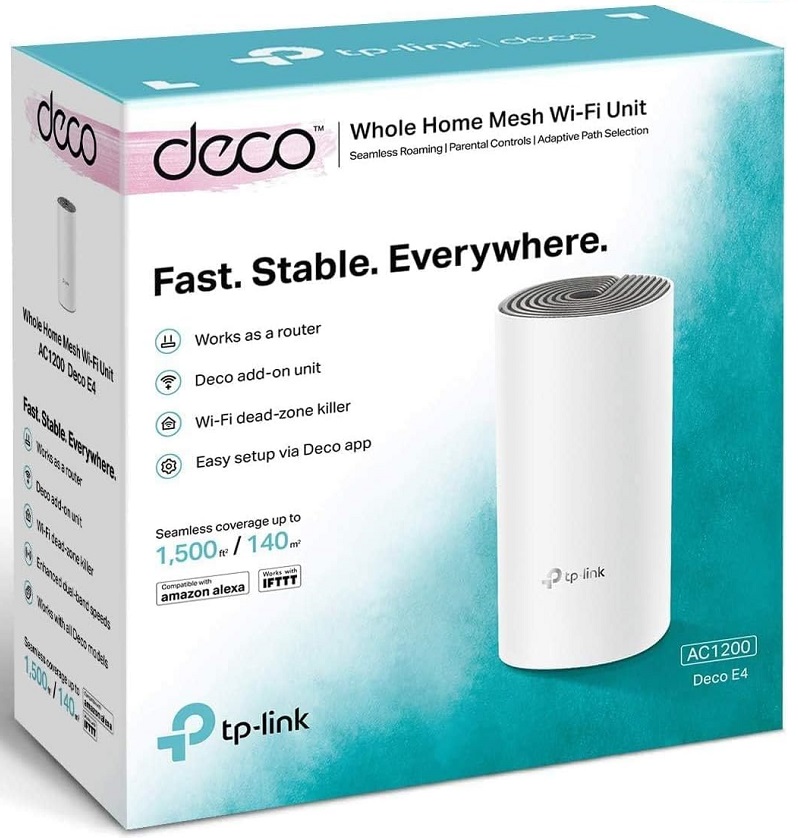 ROUTER TPLINK MESH DECO E4(1 PACK) 2.4GHZ-5GHZ AC1200 1AÑO DE GARANTIA