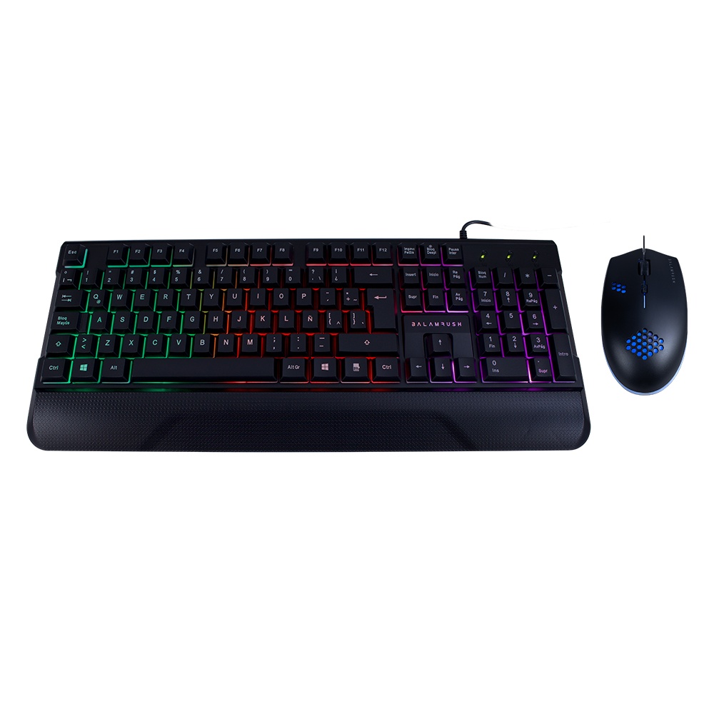 KIT TECLADO Y MOUSE BALAM RUSH DEMTRIX KTX50 USB LED NEGRO BR-931373 6M DE GARANTIA