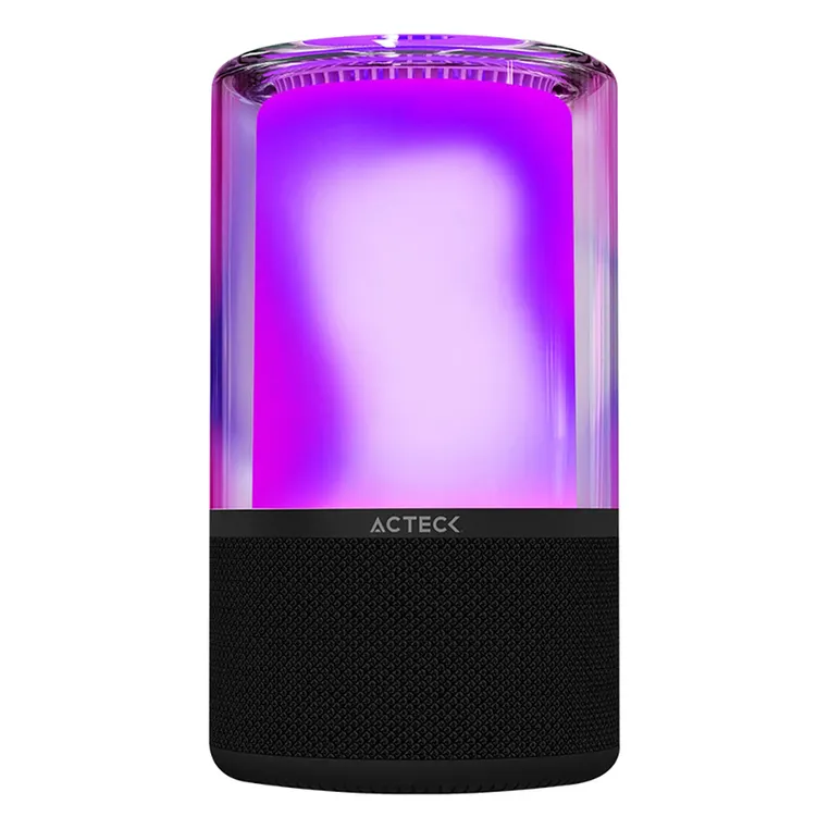 BOCINA ACTECK GLEE PURE AP70 NEGRO BLUETOOTH 5.2 3.5MM USB-C ILUMINACION LED ELITE SERIES AC-936385 03M DE GARANTIA