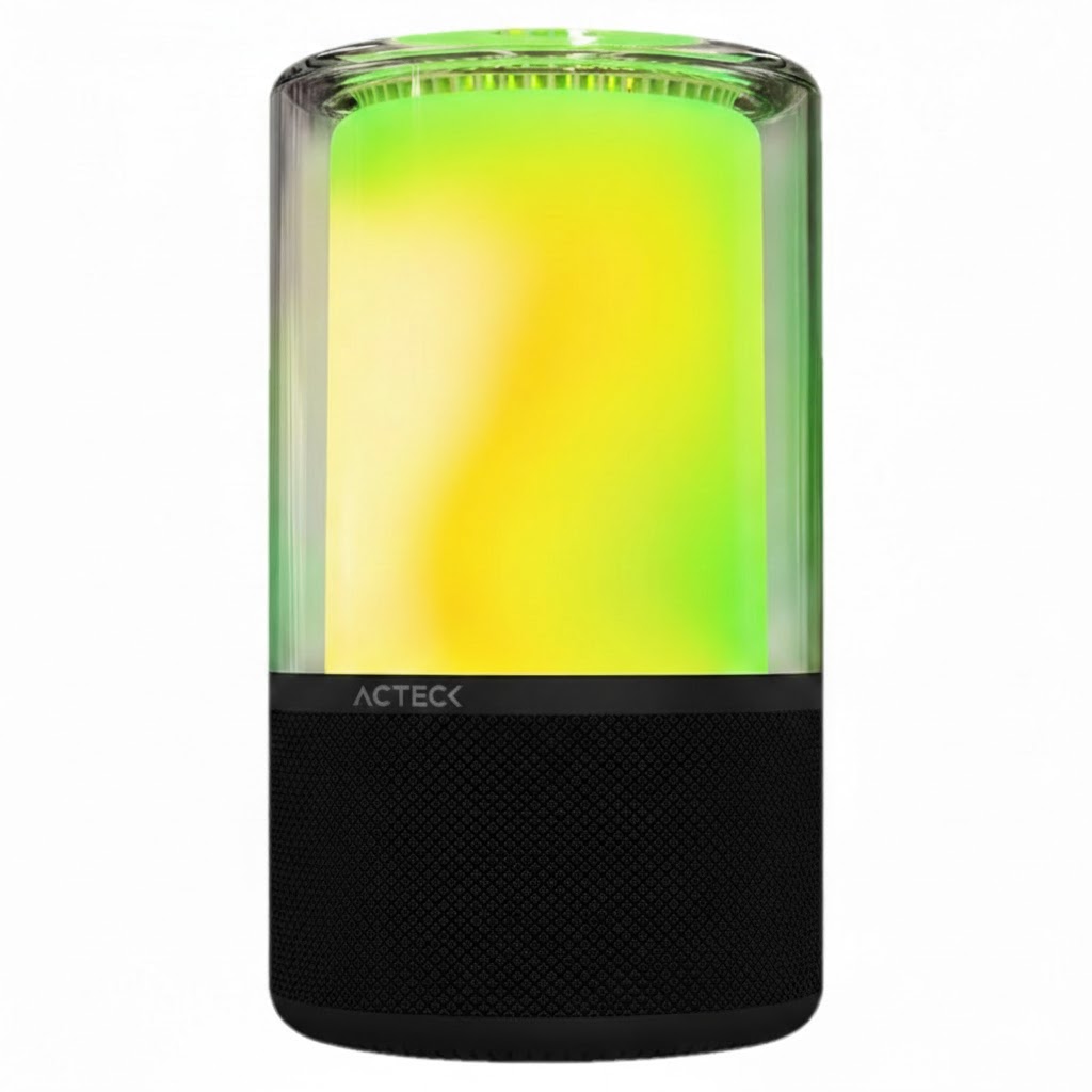 BOCINA ACTECK GLEE PURE AP70 NEGRO BLUETOOTH 5.2 3.5MM USB-C ILUMINACION LED ELITE SERIES AC-936385 03M DE GARANTIA