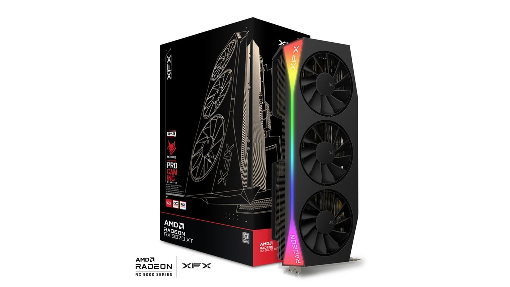 TVIDEO XFX RX 9070XT MERCURY RADEON 16GB GDDR6 HDMI DP RX-97TRGBBB9 11M DE GARANTIA