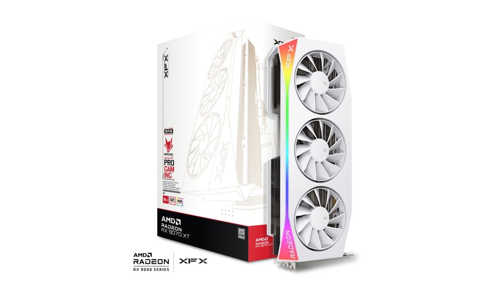 TVIDEO XFX RX 9070XT MERCURY RADEON 16GB GDDR6 HDMI DP RX-97TRGBBW9 11M DE GARANTIA