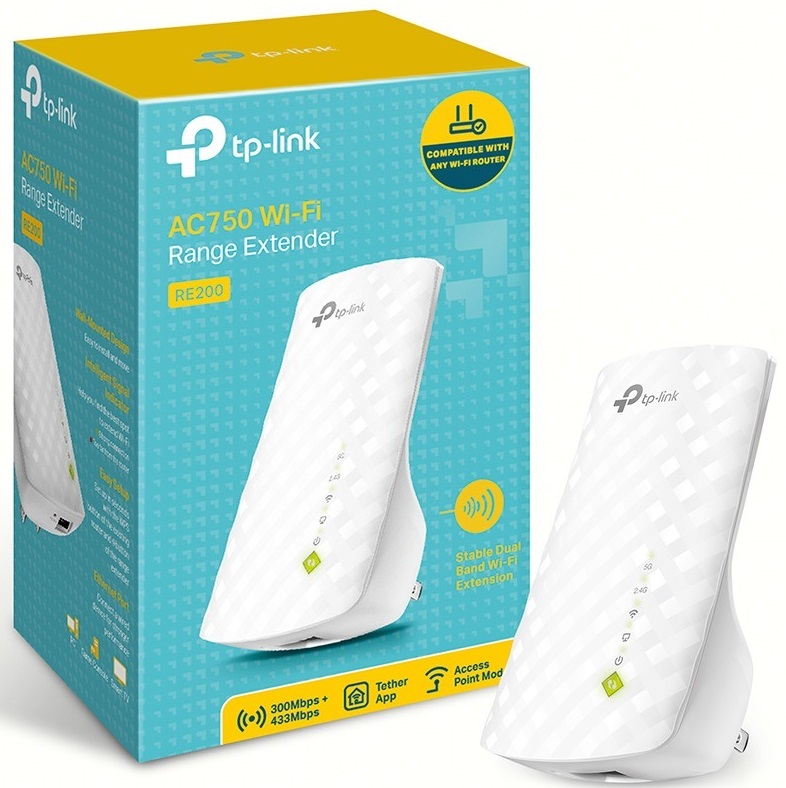 REPETIDOR TPLINK RE200 2.4GHZ 750MBPS DUAL BAND RE200 1AÑO DE GARANTIA