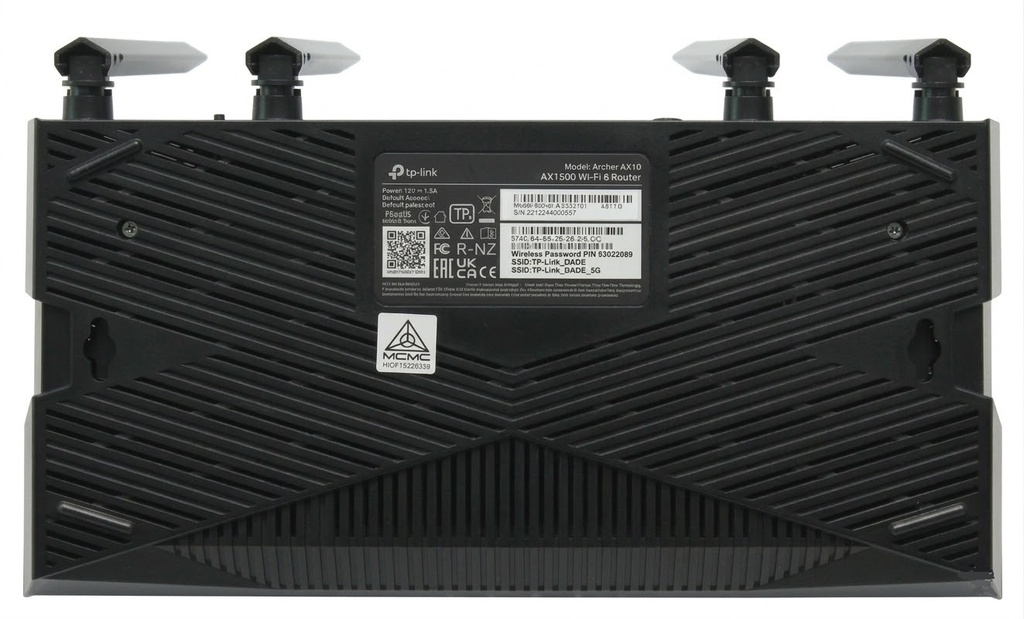 ROUTER TPLINK ARCHER AX10 AX1500 2.4GHZ-5GHZ WIFI6 DUAL BAND 1.5GBPS 12M DE GARANTIA