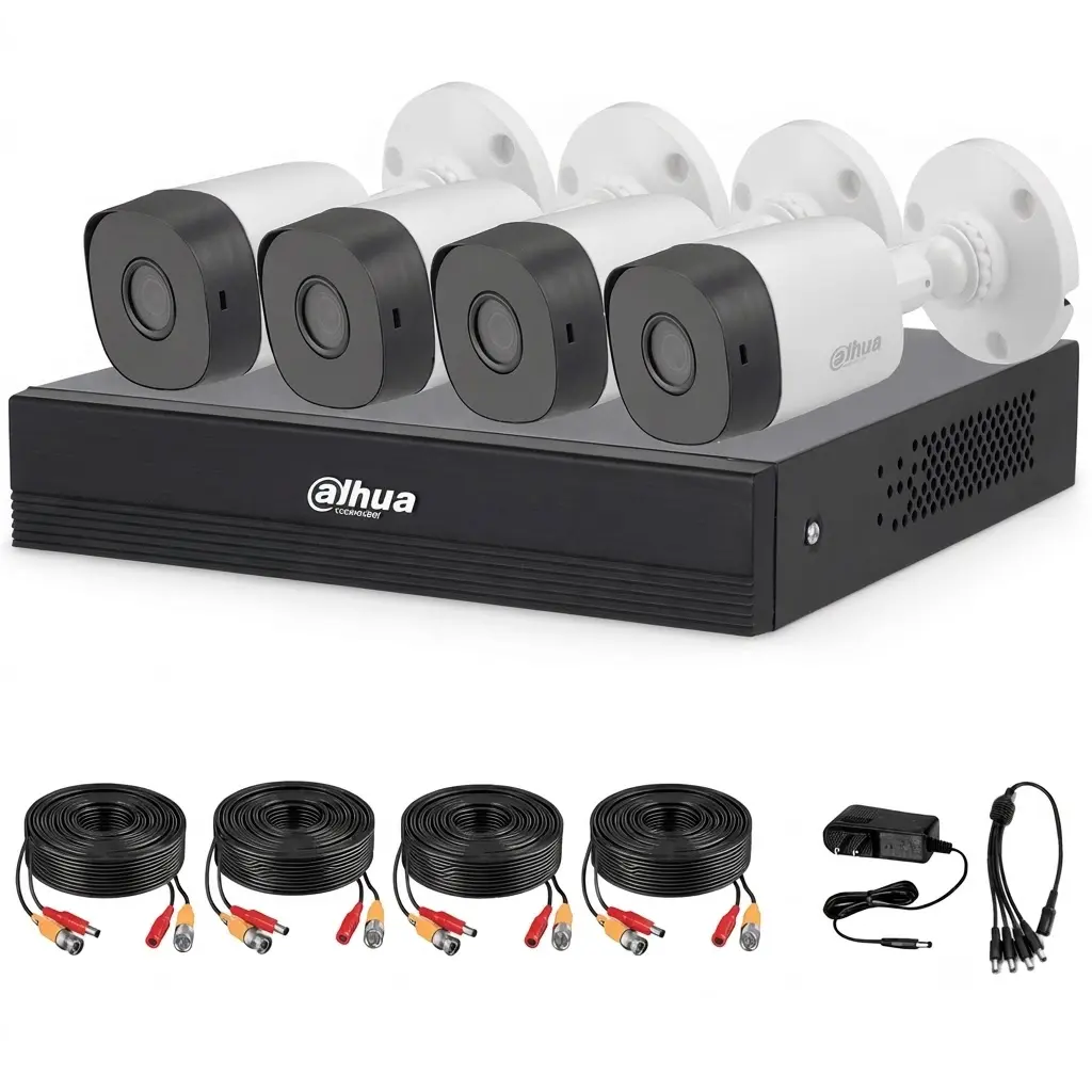 KIT DVR DAHUA 4CH 4 CAMARAS 1MP 720P KITXVR1B04-I/T/4-B1A11N 12M DE GARANTIA