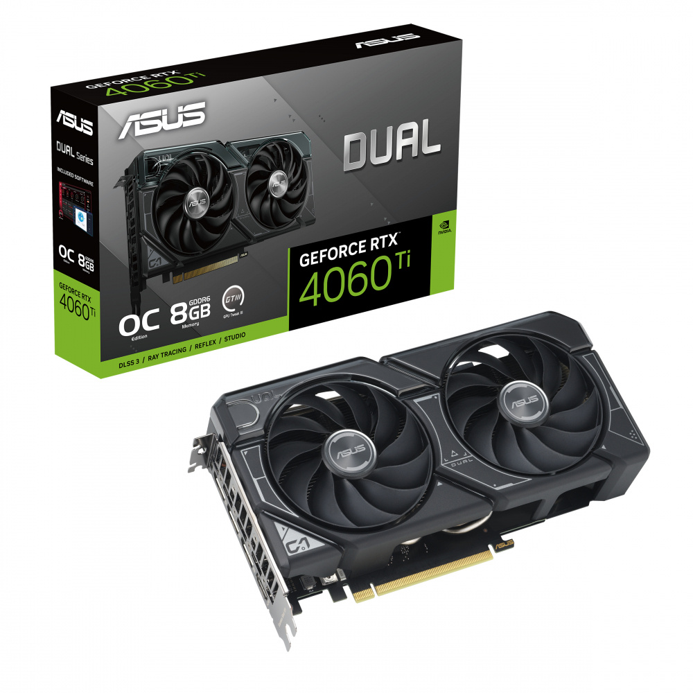 08032025TVIDEO ASUS RTX4060TI DUAL OC 8GB DDR6 HDMI DP DUAL-RTX4060TI-O8G 90YV0J40-MVAA00 1AÑO DE GARANTIA