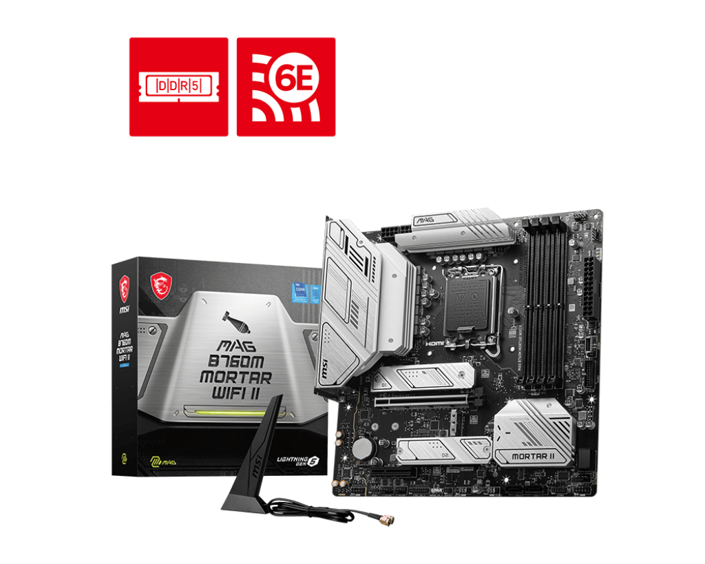archivar 101224MB MSI B760M MORTAR II WIFI INTEL 14VA DDR5 256GB M-ATX HDMI DP USB-C MAG B760M MORTAR WIFI II 12M DE GARANTIA