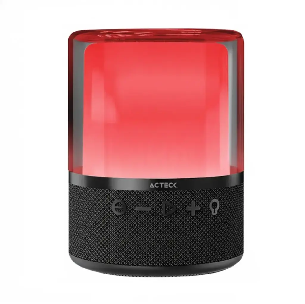 BOCINA ACTECK GLEE PURE AP50 NEGRO BLUETOOTH 5.2 3.5MM USB-C ILUMINACION LED ELITE SERIES AC-936408 03M DE GARANTIA