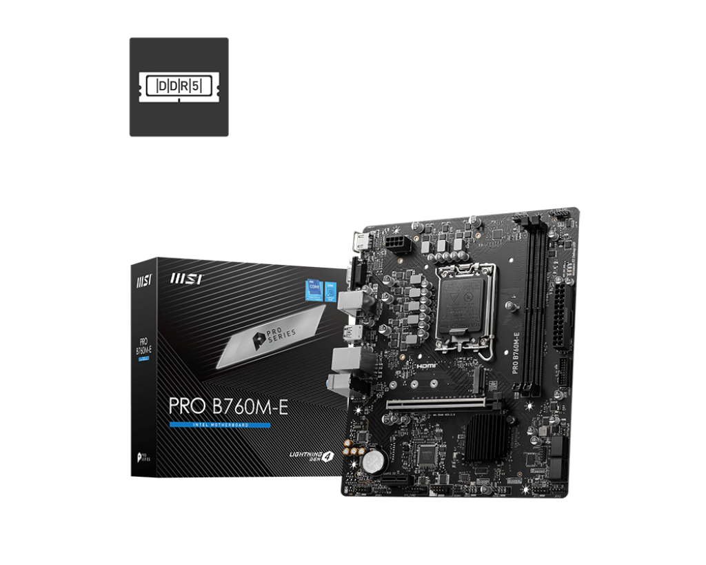 MOTHER INTEL B760M-E MSI PROLGA1700 2xDDR5 128GB M-ATX 12M DE GARANTIA
