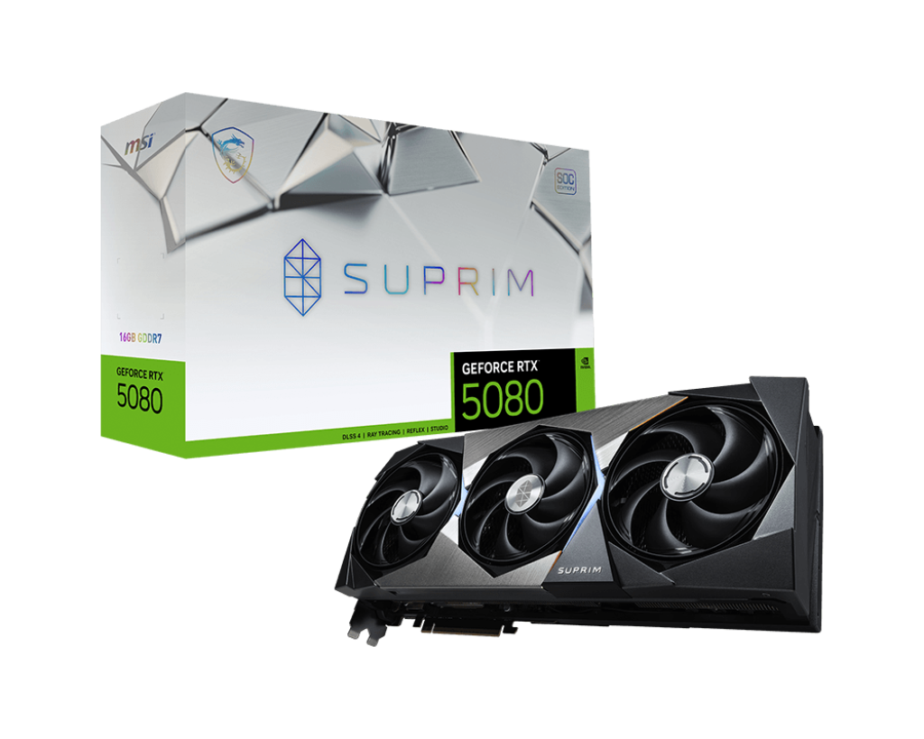 ARCH140625 TVIDEO MSI RTX 5080 SUPRIM SOC 16GB GDDR7 HDMI DP RTX 5080 16G SUPRIM SOC 12M DE GARANTIA