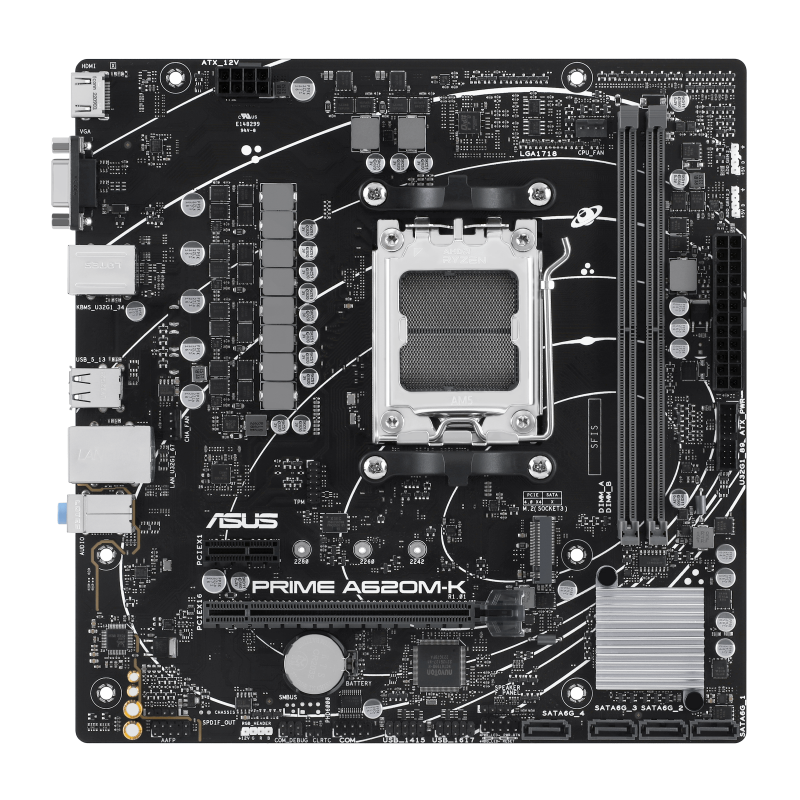 MB ASUS PRIME A620M-K AM5 DDR5 MICRO ATX VGA HDMI 90MB1F40-M0EAY0 1AÑO DE GARANTIA