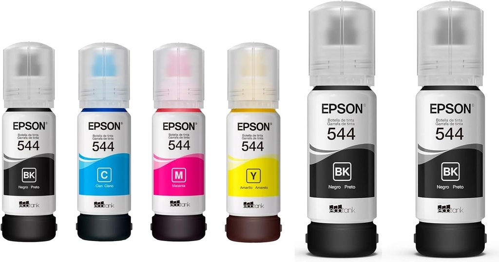 ARCH140625 KIT TINTA EPSON T544 6PZAS 65ML  3 NEGRO,CYAN, MAGENTA, AMARILLO/L3150/L3110/L5190/L110 SIN GARANTIA