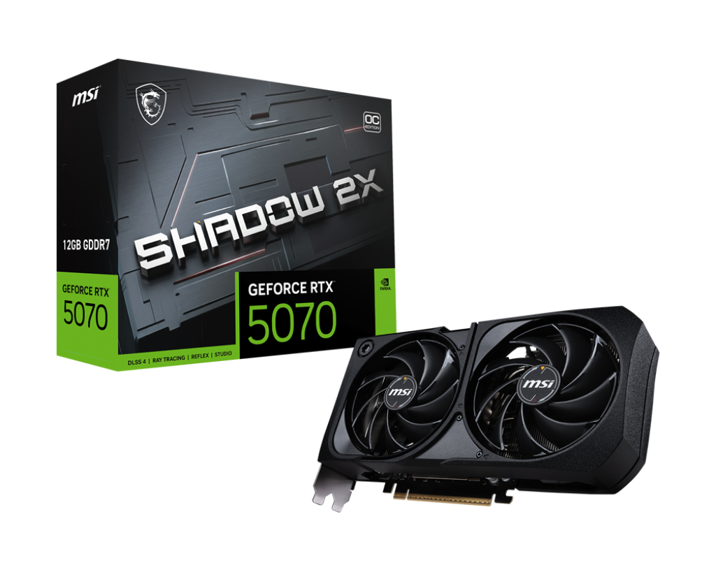 TVIDEO MSI RTX 5070 SHADOW X2 OC 12GB GDDR7 HDMI DP RTX 5070 12G SHADOW 2X OC 12M DE GARANTIA
