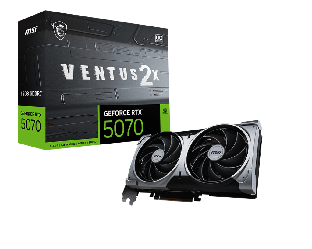 TARJETA DE VIDEO NVIDIA GEFORCE RTX5070 12GB OC GDDR7 MSI VENTUS RTX 5070 12G VENTUS 2X OC 12M DE GARANTIA