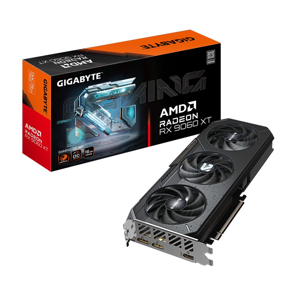 TARJETA DE VIDEO RADEON RX9060XT 16GB OC GDDR6 GIGABYTE GAMING GV-R9060XTGAMING OC-16GD 12M DE GARANTIA