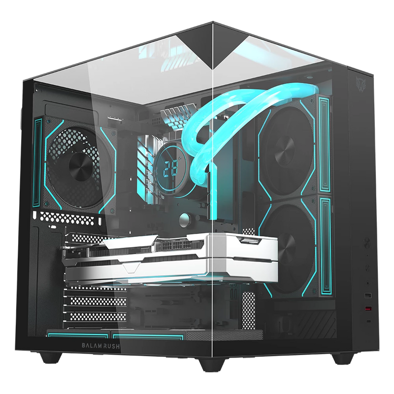 GABINETE BALAM RUSH TANK MAJESTIC 6600 NEGRO ATX USB-3.0 CRISTAL S/FUENTE BR-941525 11M DE GARANTIA