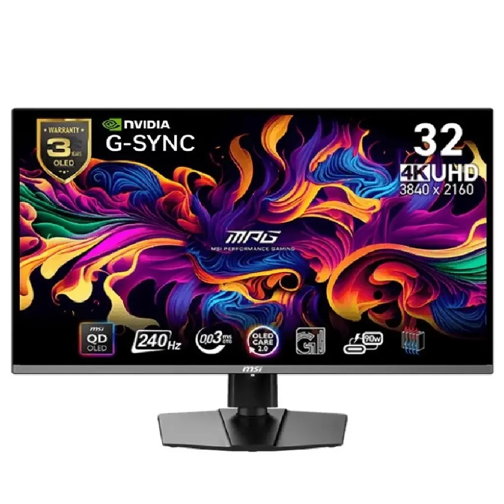 MONITOR 32 MSI MPG 321URX QD-OLED 0.3MS 240HZ UHD GAMER QD OLED ANTI-GLARE G-SYNC 12M DE GARANTIA