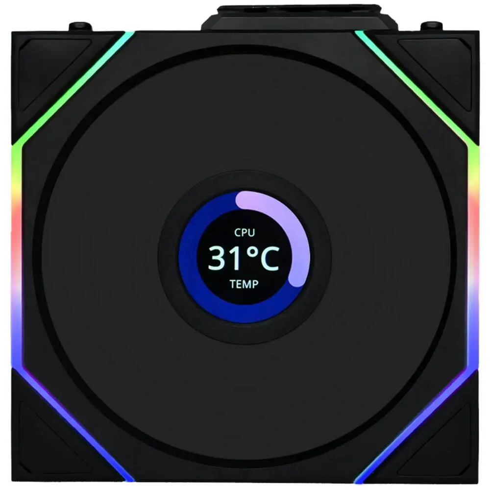 VENTILADOR LIAN LI UNIFAN TL LCD KIT 3X1 RGB 120MM MAGNETICO ASPAS INVERTIDAS NEGRO G99.12TLLCD1W3B.00 12M DE GARANTIA