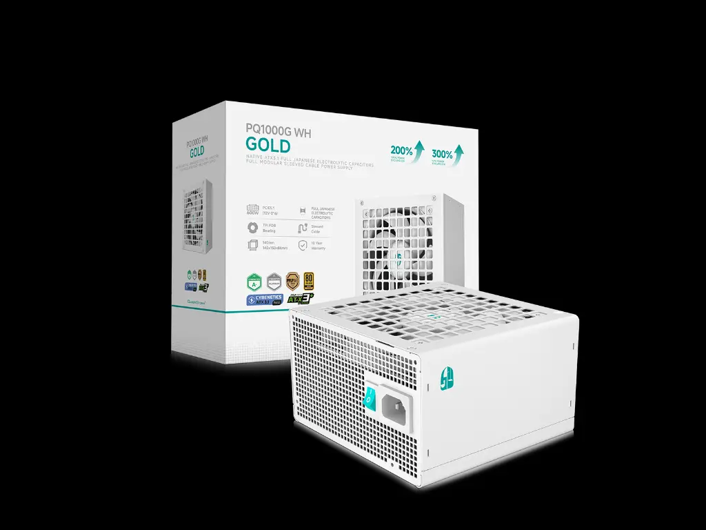 FUENTE DEEPCOOL PQ1000G 1000W 80PLUS GOLD ATX BLANCA R-PQA00G-FD1W-JGUS-V1 12M DE GARANTIA