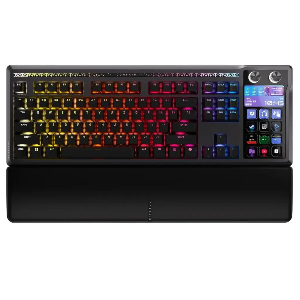 TECLADO CORSAIR GALLEON 100 SD MLX PULSE MECANICO RGB STREAM DECK INTEGRADO TECLAS LCD DIALES PANTALLA REPOSAMANOS MAGNETICO CH-912A31I-NA 12M DE GARANTIA