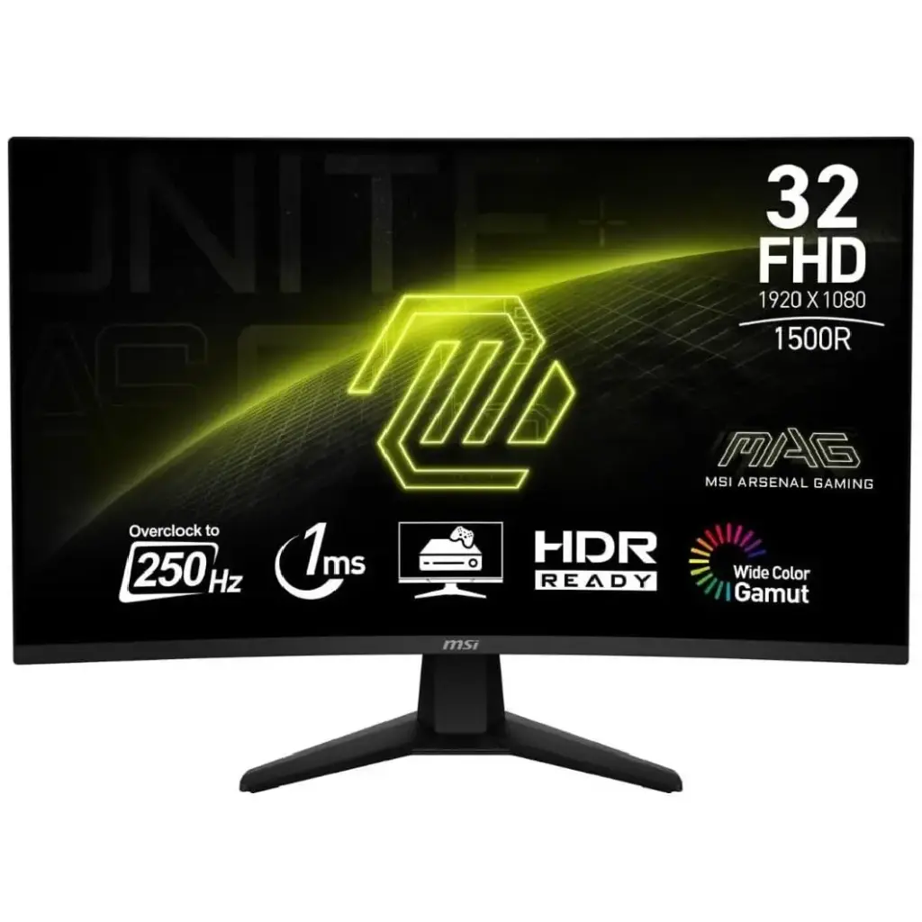 MONITOR 32 MSI MAG 32C6X 1MS 250HZ FULL HD GAMER VA CURVO ANTI-GLARE ADAPTIVE SYNC 12M DE GARANTIA