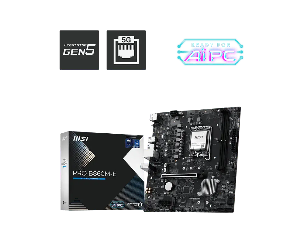 MOTHER INTEL B860M-E MSI PRO LGA1851 2XDDR5 128GB M-ATX PRO B860M-E 12M DE GARANTIA