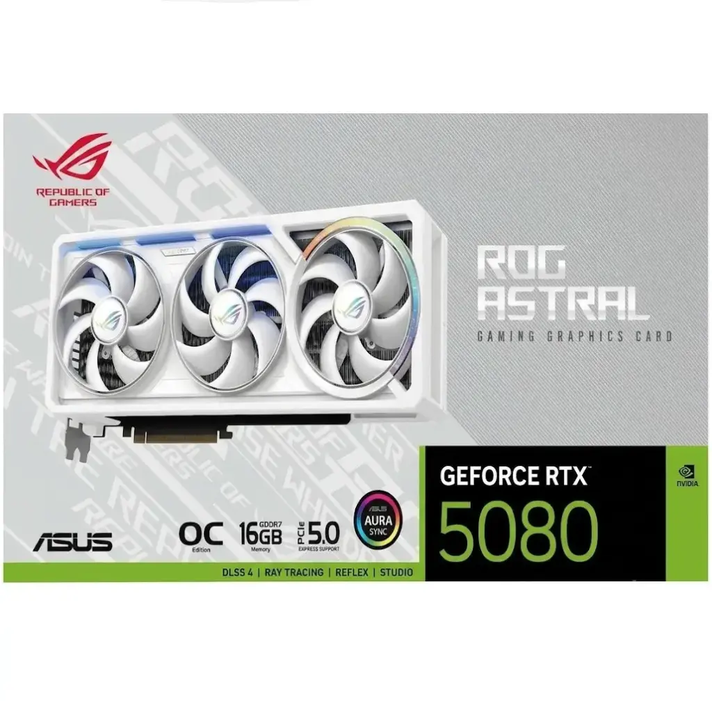 TARJETA DE VIDEO NVIDIA GEFORCE RTX5080 16GB OC GDDR7 ASUS ROG ASTRAL WHITE 90YV0LV4-MVAA00 12M DE GARANTIA  
