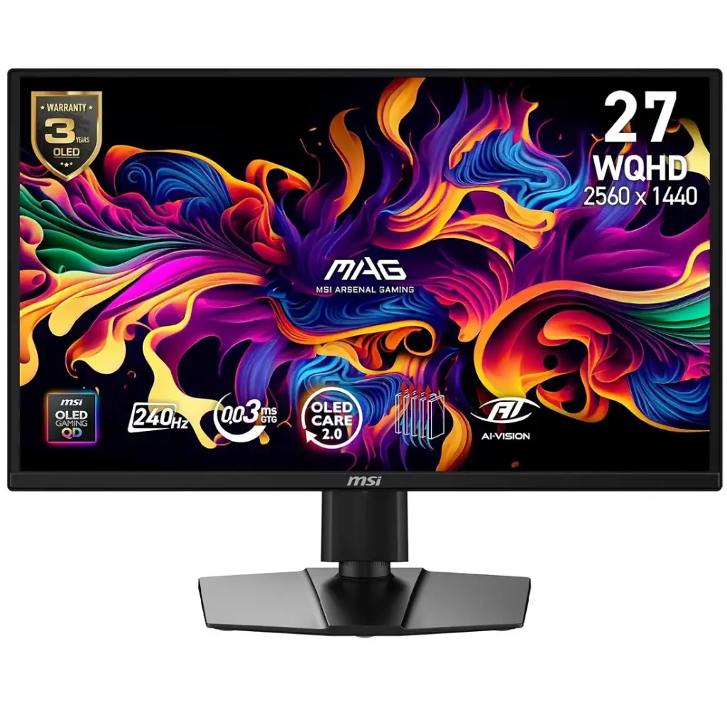 MONITOR 27 MSI MAG 272QP QD-OLED X24 0.3MS 240HZ WQHD GAMER QD OLED ANTI-GLARE USB-C DP HDMI GARANTIA CON FABRICANTE