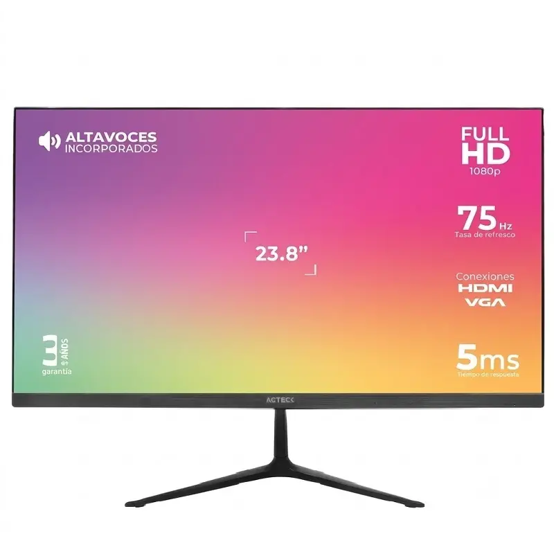 MONITOR 24 ACTECK CAPTIVE VIVID SP240 5MS 75HZ FULL HD IPS CON BOCINAS AC-933841 12M DE GARANTIA