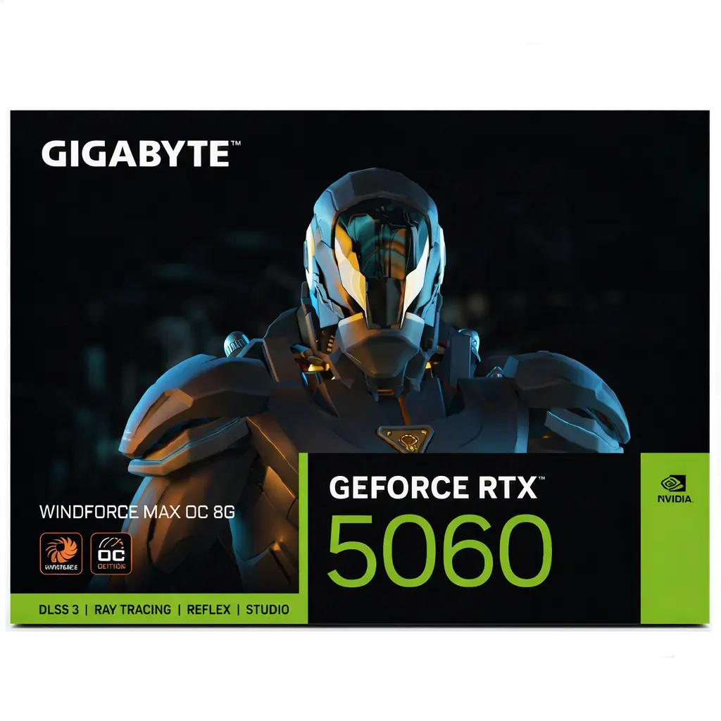 TARJETA DE VIDEO NVIDIA GEFORCE RTX5060 8GB OC GDDR7 GIGABYTE WINDFORCE MAX GV-N5060WF2MAX OC-8GD 12M DE GARANTIA