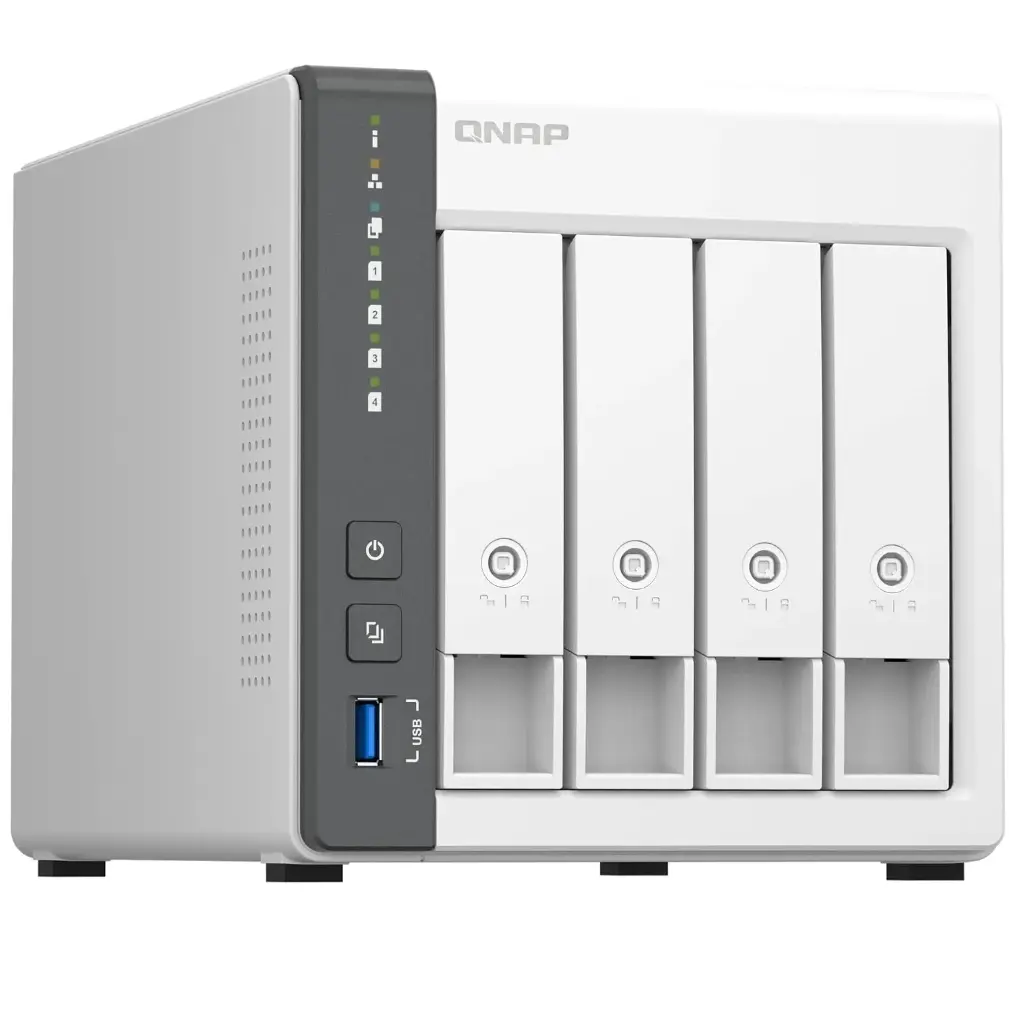 SERVIDOR QNAP TS-433-4G-U CORTEX -A55 2.0GHZ 4GB DDR4 4BAHIAS WHITE S/N DISCOS 12M DE GARANTIA