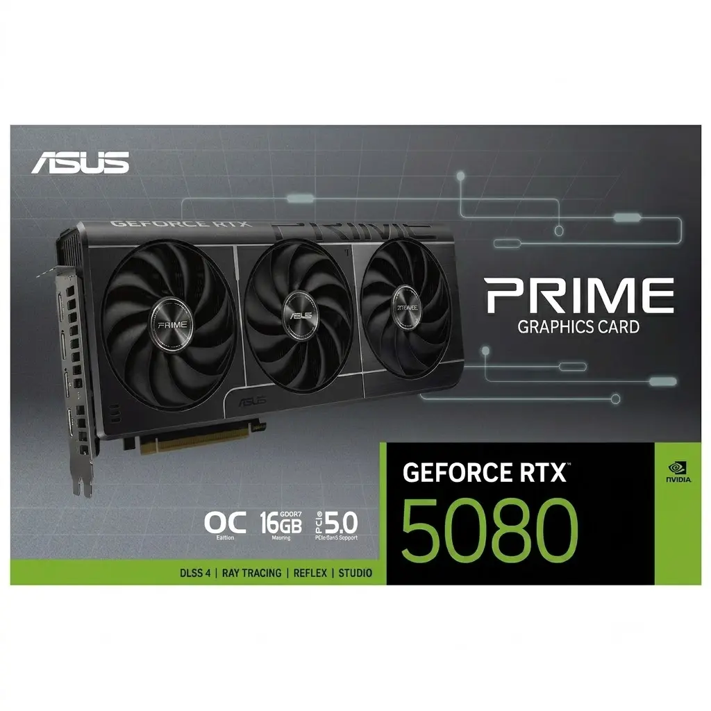 TARJETA DE VIDEO NVIDIA GEFORCE RTX5080 16GB OC GDDR7 ASUS PRIME NEGRA 90YV0LX4-MVAA00 12M DE GARANTIA