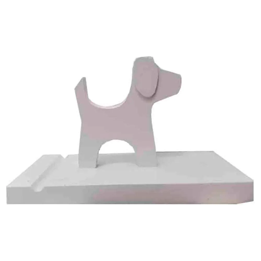 [20417161931236] SOPORTE DE MADERA PARA CELULAR PERRITO BLANCO SIN GARANTIA