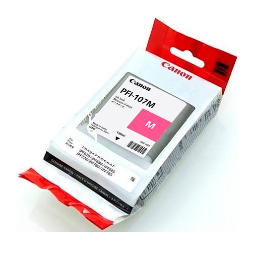 [013803155426] TINTA CANON PFI-107M MAGENTA PLOTTER COM/670/680/685/770/780/785 6707B001AA 130ML SIN GARANTIA