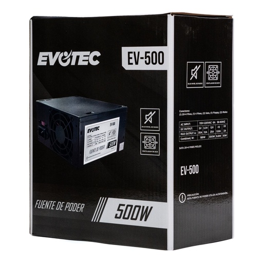 [7502262807982] FUENTE NACEB EVOTEC EV-500 500W ATX 24PIN 6M DE GARANTIA