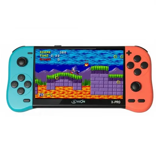 [0702735761941] CONSOLA PORTATIL GAME PLAYER AION X19 PRO NEON 7500 JUEGOS 3DF 8GB MICROSD C/PUERTO RCA 3M DE GARANTIA