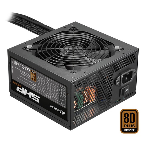 [4044951028962] FUENTE SHARKOON SHP BRONZE 600W 80 PLUS NO MODULAR NEGRO P-SHP600 11M DE GARANTIA