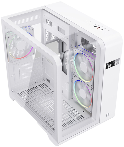 [7506215941624] GABINETE BALAM RUSH TANK EXPERT CURVE 6400 BLANCO M-ATX DIGITAL 3VENT ARGB CRISTAL S/FUENTE BR-941624 11M DE GARANTIA