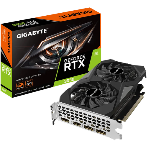 [889523045879] TARJETA DE VIDEO NVIDIA GEFORCE RTX3050 6GB OC GDDR6 GIGABYTE WINDFORCE GV-N3050WF2OCV2-6GD 12M DE GARANTIA