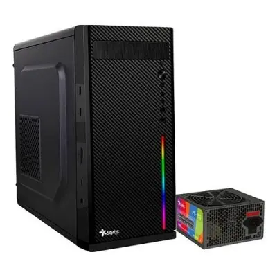 [7503046942929] GABINETE STYLOS CGAB6 CON/FUENTE NEGRO MICRO ATX STGASC1B 11M DE GARANTIA