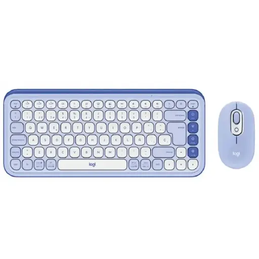 [097855199898] KIT 2 EN 1 LOGITECH POP ICON COMBO BLUETOOTH LILA BLANCO 920-013054 12M DE GARANTIA