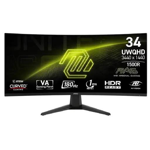 [824142384800] MONITOR 34 MSI MAG 346CQ 1MS 180HZ UWQHD GAMER VA CURVO ANTI-GLARE ADAPTIVE-SYNC 12M DE GARANTIA