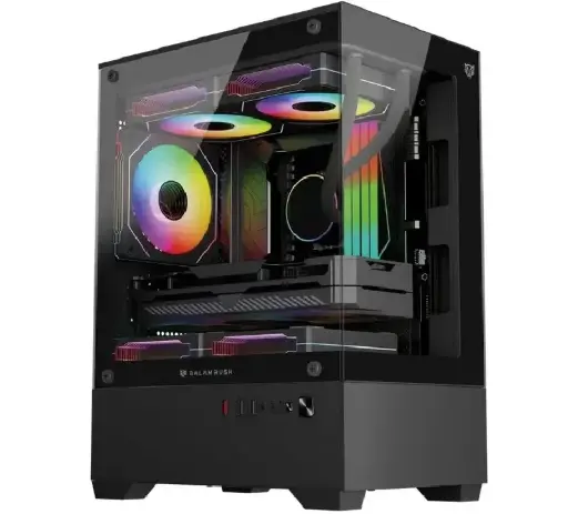 [7506215943918] GABINETE BALAM RUSH NITROX GLOW CRYSTAL 4700C NEGRO M-ATX ARGB C/TEMPLADO S/FUENTE BR-943918 3M DE GARANTIA