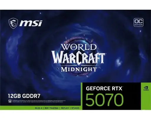 [824142453957] TARJETA DE VIDEO NVIDIA RTX5070 12GB OC GDDR7 MSI RTX 5070 12G WORLD OF WARCRAFT MIDNIGHT VOID EDITION OC 12M DE GARANTIA