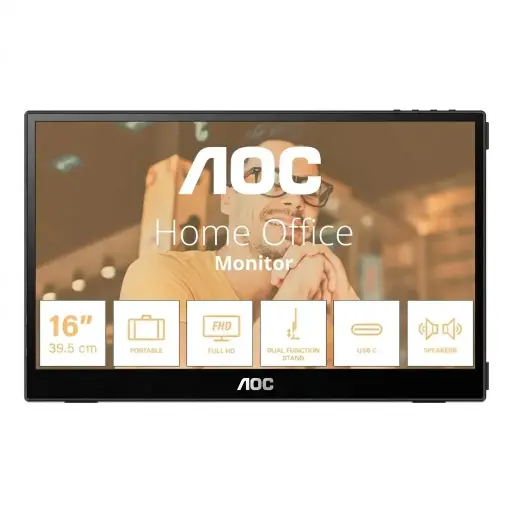 [4044978596376] MONITOR 16 AOC PORTATIL 16T20 4MS 60HZ FULL HD IPS USB-C HDMI GARANTIA CON FABRICANTE