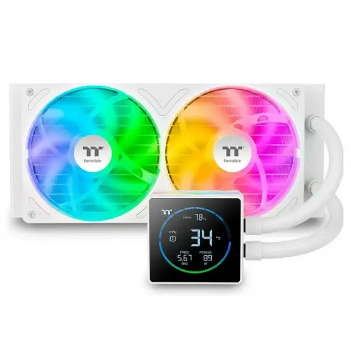 [840480305949] ENFRIAMIENTO LIQUIDO THERMALTAKE TH240-S V3 ARGB SYNC AIO SNOW 120MM DISPLAY LCD BLANCO CL-W471-PL12SW-A 12M DE GARANTIA