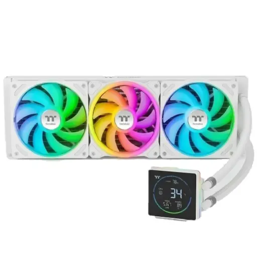 [840480305994] ENFRIAMIENTO LIQUIDO THERMALTAKE TH360 V3 ULTRA ARGB SYNC AIO SNOW 120MM DISPLAY LCD BLANCO CL-W476-PL12SW-A 12M DE GARANTIA