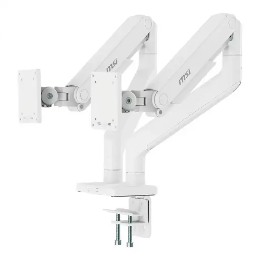 [824142452714] SOPORTE PARA MONITOR MSI 2MONITORES VESA 20KG HASTA 45 PULGADAS BLANCO MAG MT201DW 06M DE GARANTIA